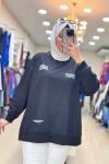 0033570 YERLEŞİM BASKILI SWEAT Siyah
