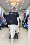 0033570 YERLEŞİM BASKILI SWEAT Siyah