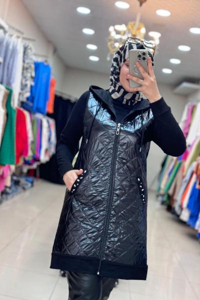 0110 ÖNÜ KAPİTONE YELEK  Siyah