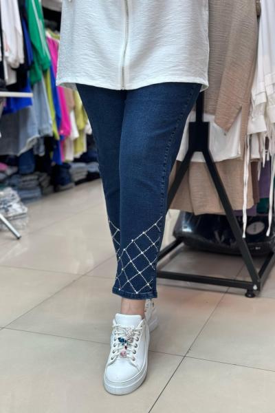 1001 Paçası Baklava Desenli Pantolon Lacivert