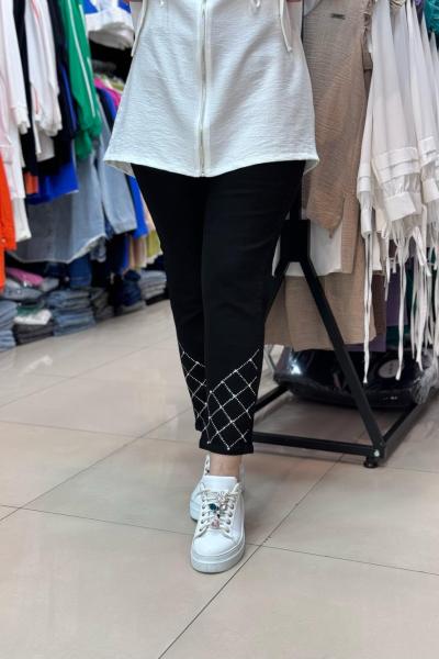 1001 Paçası Baklava Desenli Pantolon Siyah