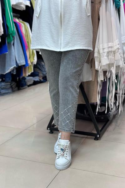 1001 Paçası Baklava Desenli Pantolon Füme