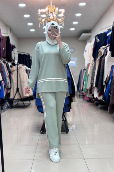 100573 BİYE DETAYLI OYSHO TAKIM Mint Yeşili