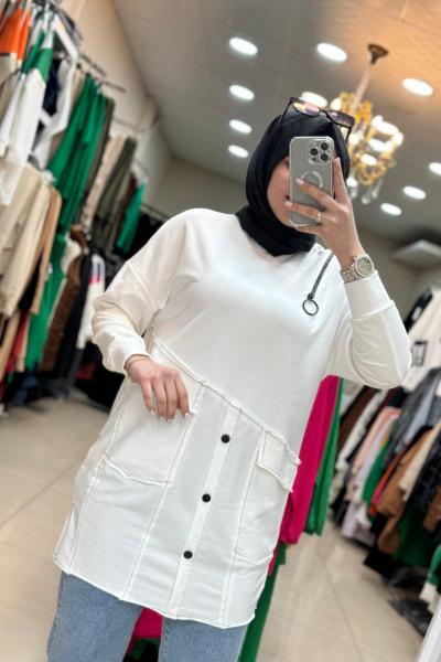 10412 Ön Cep Detaylı Ekru  Ekru