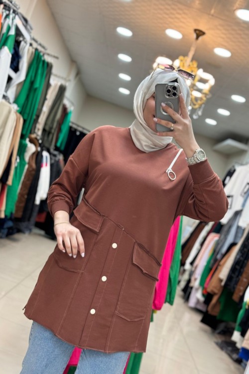 10412 Ön Cep Detaylı Kahve   Acı Kahve