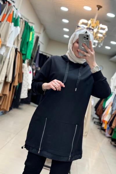 10415 Kapüşonlu Sweat Siyah  Siyah