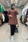 10415 Kapüşonlu Sweat Kahve Kahverengi