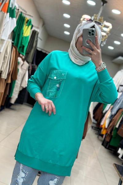 10428 Cebi Halkalı Sweat Yeşil  Yeşil