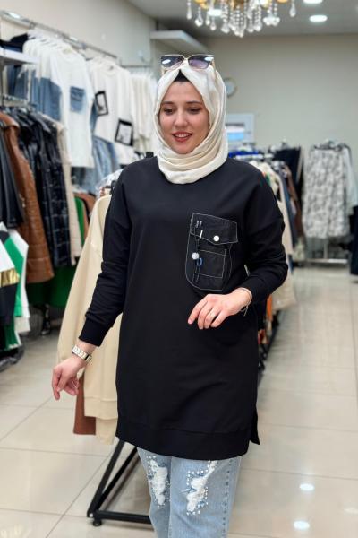 10428 Cebi Halkalı Sweat Siyah Siyah