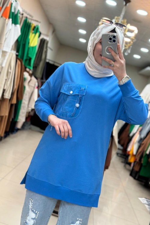 10428 Cebi Halkali Sweat Mavi Mavi