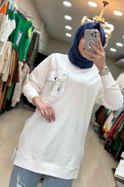 10428 Cebi Halkalı Sweat Ekru Ekru