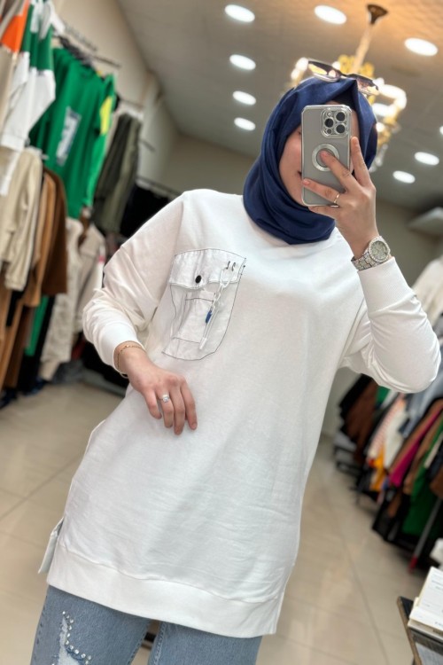 10428 Cebi Halkalı Sweat Ekru Ekru