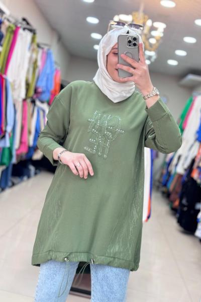 10442 ÖNÜ YAZILI TUNİK  Haki