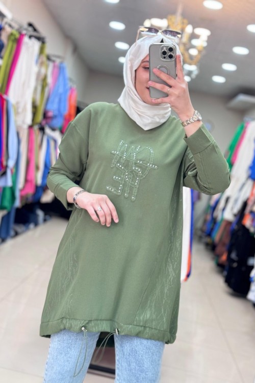 10442 ÖNÜ YAZILI TUNİK  Haki