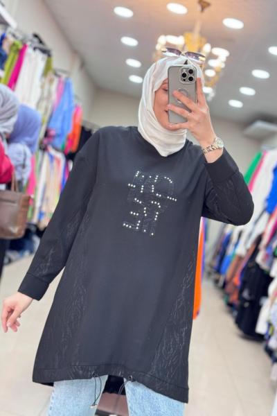 10442 ÖNÜ YAZILI TUNİK  Siyah
