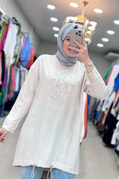 10442 ÖNÜ YAZILI TUNİK  Bej