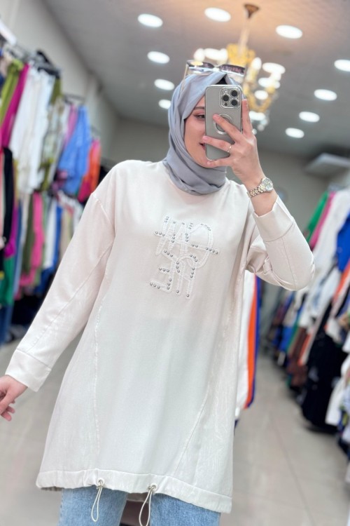10442 ÖNÜ YAZILI TUNİK  Bej