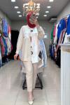 10502 SATEN DETAYLI TUNİK  Bej