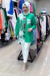 10502 SATEN DETAYLI TUNİK  Benetton Yeşil