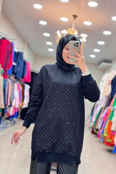 10565 TAŞLI TUNİK  Siyah