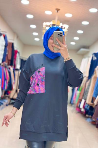 10574 SCUBA CEPLİ TUNİK Siyah