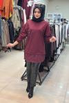 10739 ÇİÇEK DETAYLI TAŞLI SWEAT Bordo