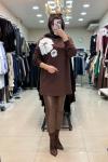 10743 ÇİÇEKLİ SWEAT Kahverengi