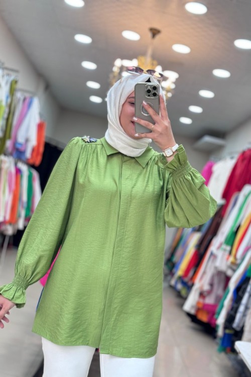 1212 MANŞETİ GİPELİ TUNİK Haki