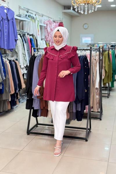 1230 Linda Gömlek  Bordo