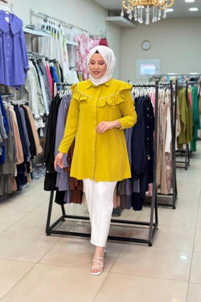 1230 Linda Gömlek  Yağ Yeşili