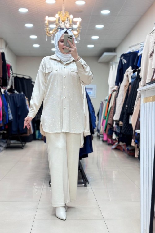 1307 Oysho Sıra Taşlı Takım Taş Rengi