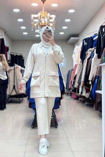 1308 ÖN CEPLİ OYSHO TAKIM Taş Rengi