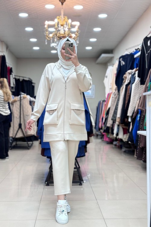 1308 ÖN CEPLİ OYSHO TAKIM Taş Rengi