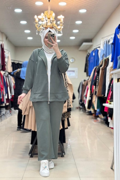 14278 Kapüşonlu Takım Haki