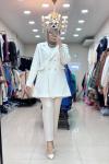 1545 PARILTILI BLAZER CEKET   Ekru