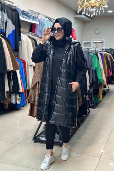 1700 DERİ YELEK Siyah