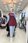 170057 KOT DETAYLI NEWYORK SWEAT  Bordo