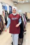 170057 KOT DETAYLI NEWYORK SWEAT  Bordo