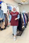 170057 KOT DETAYLI NEWYORK SWEAT  Bordo