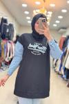 170057 KOT DETAYLI NEWYORK SWEAT  Siyah