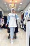 170057 KOT DETAYLI NEWYORK SWEAT  Beyaz