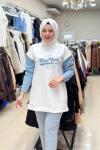 170057 KOT DETAYLI NEWYORK SWEAT  Beyaz