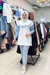 170057 KOT DETAYLI NEWYORK SWEAT  Beyaz