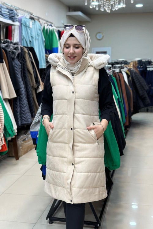 1701 Süet Yelek Taş Taş Rengi