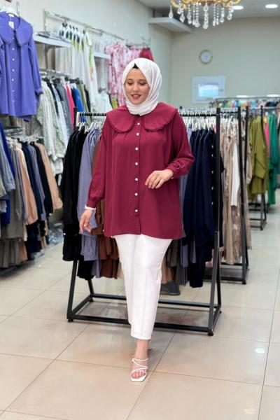 1740 Bebe Yakalı Gömlek  Bordo
