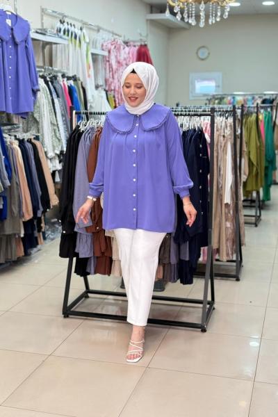 1740 Bebe Yakalı Gömlek  Lila