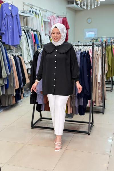 1740 Bebe Yakalı Gömlek  Siyah