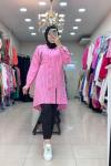 2014 Siyah Çizgili Tunik Pembe