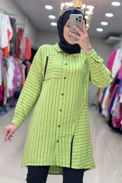 2014 Siyah Çizgili Tunik Yeşil