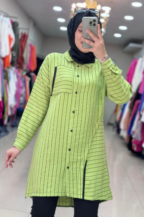 2014 Siyah Çizgili Tunik Yeşil